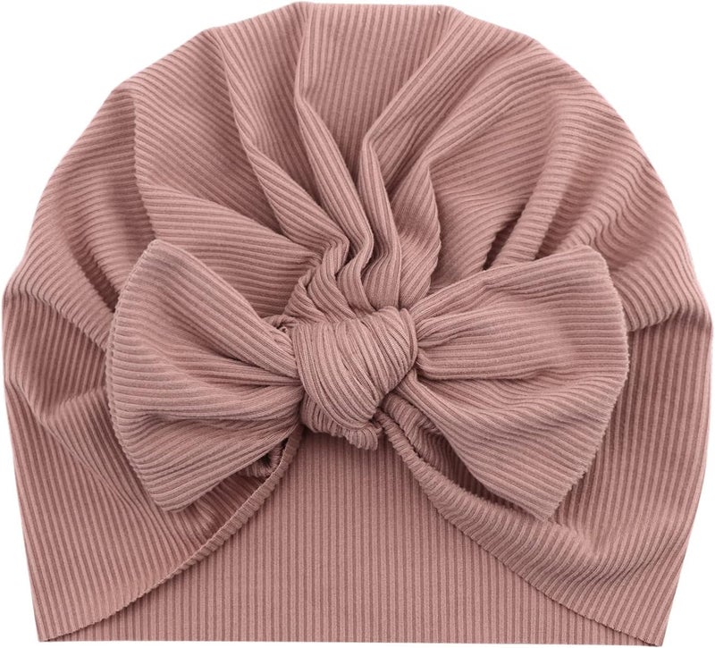 DRESHOW BQUBO 5 Pieces Newborn Baby Turban Hats Bow Baby Infant Beanie Breathable Toddler Cap for Baby Girls - Image 5